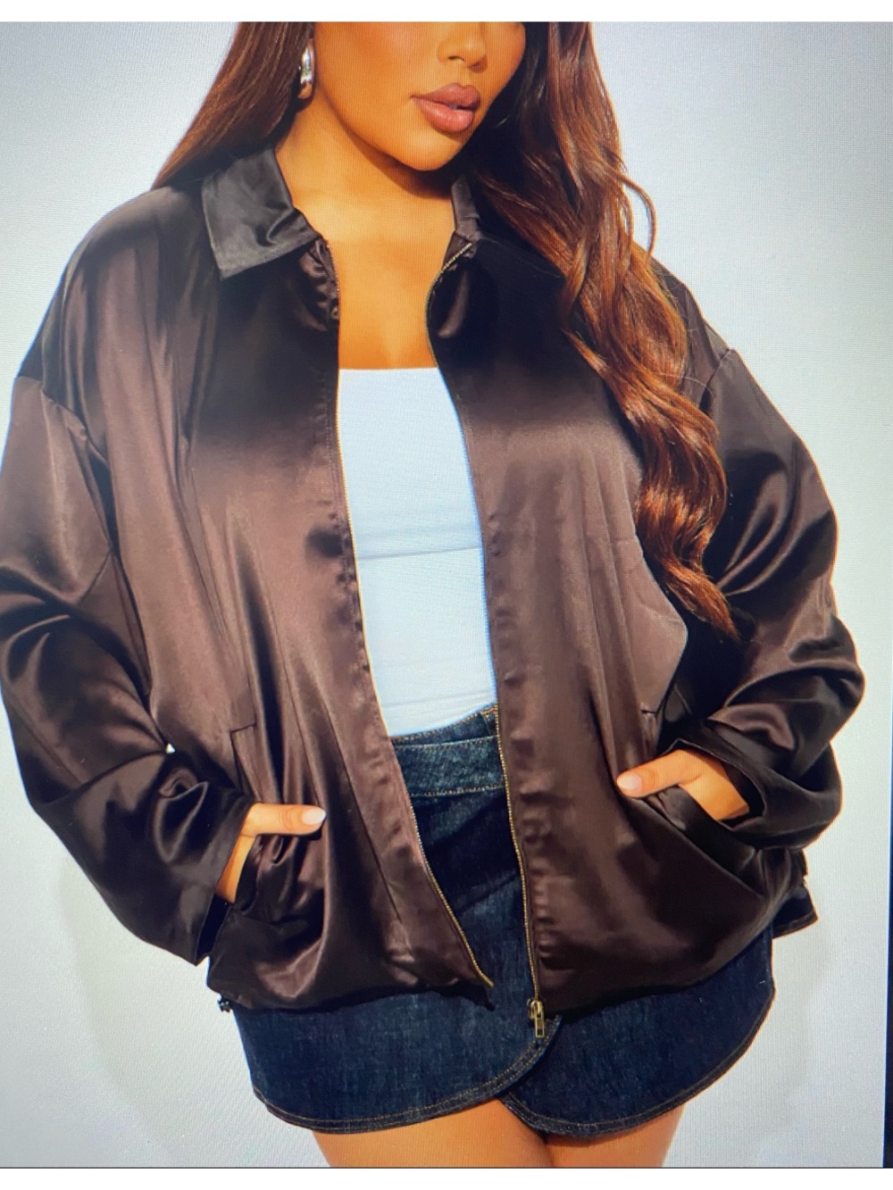 NWT Fashion Nova Oversized Satin Bomber Jacket